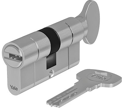 Yale Cylindre européen Série 2100 27/35 mm chrome poli double cylindre, 5 clés incluses, sécurité renforcée pour portes blindées et appartements