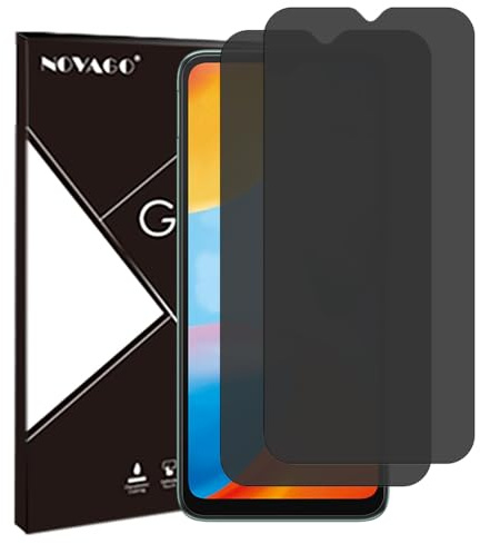 NOVAGO Compatible con Xiaomi Redmi 10C/Redmi 12C – Lote de 2 protectores de pantalla de cristal templado resistente 0,33 mm 9H (tintado antiespíon)