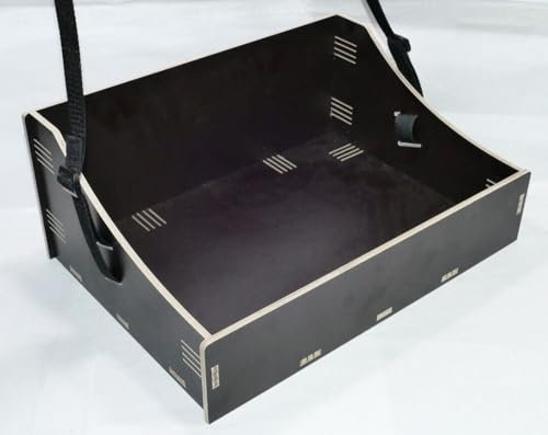 Holz Bauchladen schwarz JGA Fete Catering 42 cm x 30 cm mit schwarzem Tragegurt