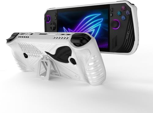 Palumma Schutzhülle aus TPU für ASUS Rog Ally X 2024 Gaming-Handheld-weiche Gel-Spielkonsole für ASUS Rog Ally X 2024 Gaming Handheld mit Ständer (Weiß)