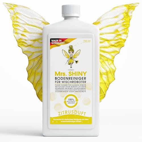 Mrs. SHINY - Detersivo per lavapavimenti con fragranza di limone - Pulizia senza striature e asciugatura rapida - Compatibile con vari modelli di lavapavimenti - 750 ml