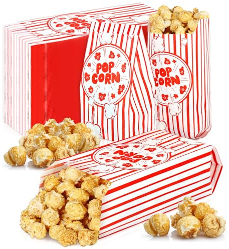 Votoko 150 Pezzi Sacchetti Pop Corn, Porta Contenitori Pop Corn, 9x6x21 Cm Per Cinema, Serate Di Film, Feste Notturne, Feste Per Bambini, Compleanni E Vari Snack