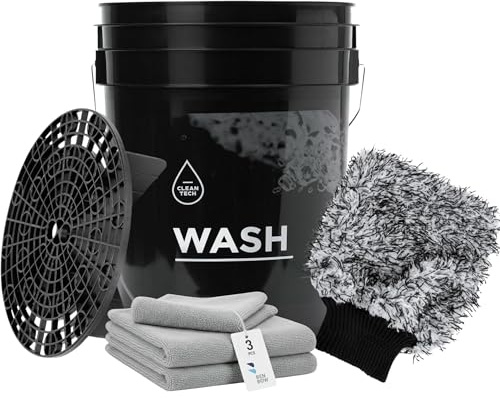Cleantech Kit de lavage de voiture : seau de lavage de 20 litres avec tamis à saleté + gant de lavage – Parfait pour un nettoyage efficace et respectueux de la peinture