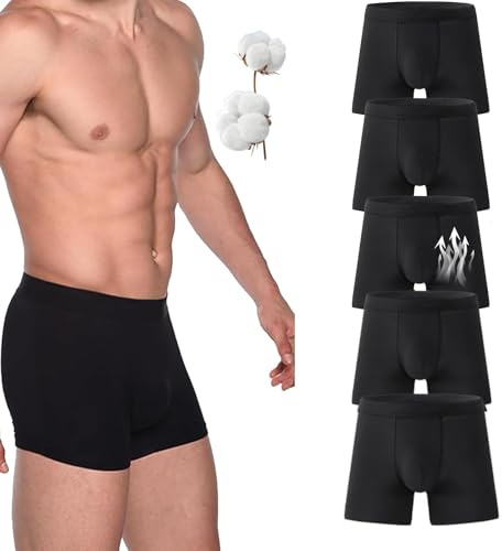 Calzoncillos tipo bóxer para incontinencia para hombre, ultra absorbentes, lavables y reutilizables, de algodón que absorben la humedad, transpirables, color negro, 5 unidades, 5XL