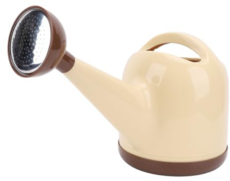 Cryfokt Växtvattenburk, 4L Lång Pip med Sprinklerhuvud, för Utomhusväxter, Trädgård, Blomma, Handtag Vid öppning (Mjölkgul)