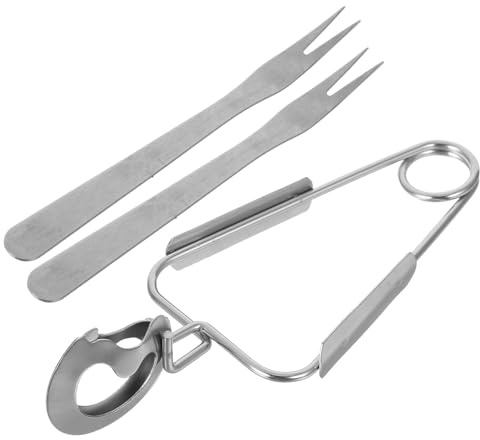 Baluue Juego de Pinzas para Caracoles Acero Inoxidable Tenedores para Mariscos, Set de 3 Piezas Compacto y Resistente para Hogar y Restaurante, Utensilios de Cocina Especializados