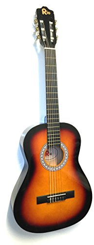 Rio Konzertgitarre in 3/4-Größe für Kinder (9–12 Jahre), für Anfänger, Braun (Verlaufsfarbe)