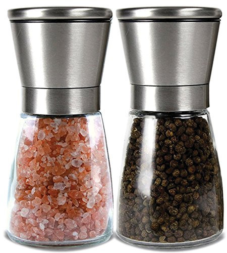 Best Salt and Pepper Grinder Set by Inspero Trading - Elegant Salt and Pepper Shakers Maintain Spice Freshness - Adjustable Coarseness Spice Grinder - Easy to fill Salt Mill and Pepper Grinder set