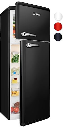 Bomann® Retro Kühlschrank mit Gefrierfach | Energieklasse E | 147cm | 4 Sterne Gefrierfach | Kühl Gefrierkombination leise | 3 Ablagen | 208L Kühlgefrierkombi | DTR 353.1 schwarz