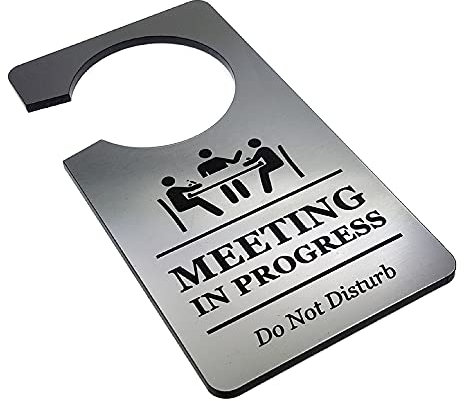 Origin Designed Placa de acrílico para Puerta de habitación con Texto en inglés Meeting in Progress Do Not Disturb, para Negocios, Empresas, Oficina en casa, hoteles, Lugares de Trabajo