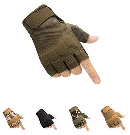HYCOPROT Taktische Halbfinger Handschuhe Outdoor-Militär Motorrad Einsatzhandschuhe Leichte Atmungsaktive Sporthandschuhe für Fahrrad Airsoft Paintball Wandern Felsklettern (Grün, Large)