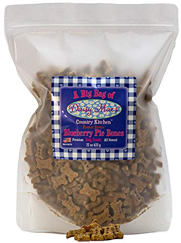 Daisy Mae's Country Kitchen Peanut Butter Blueberry Pie Bones, Bone-Shaped Halloween Dog Treats USA-Made 22 oz Bulk Pack Dogs.