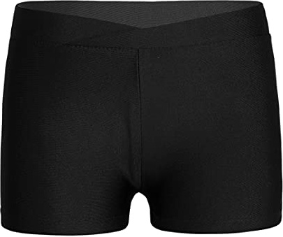 JEATHA Short de Sport Fitness Enfant Fille Ado Collant Short de Danse Ballet Gymnastique Patinage Legging Court Pantalon Yoga Jogging Shorty Élastique Unie 2-14 Ans Noir 7-8 Ans