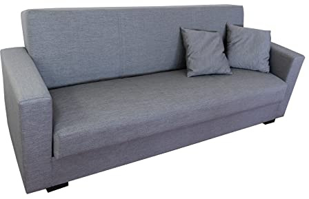 MUEBLIX.COM | Sofá Cama Navaleno 3 Plazas | Sillón Cama | Sistema Clic-Clac | Diseño Moderno | Color Gris