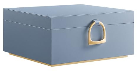 SONGMICS Schmuckkästchen 2 Ebenen, Schmuckkasten mit Griff, flexibles Schmucktablett, Schmuckbox, Schmuckaufbewahrung, schwebender Effekt, 20,5 x 24 x 11 cm, Geschenkidee, nebelblau JBC165Q01