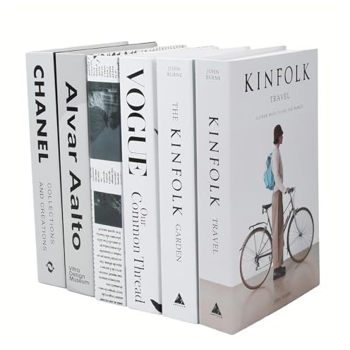 6 PCS Fashion Fake Books, Stacked Faux Books for Home Decor, Modern Decorative Book Set, Hardcover Display Books for Coffee Tables/Shelves, Bookshelf Decorations to Create a Sophisticated Atmosphere