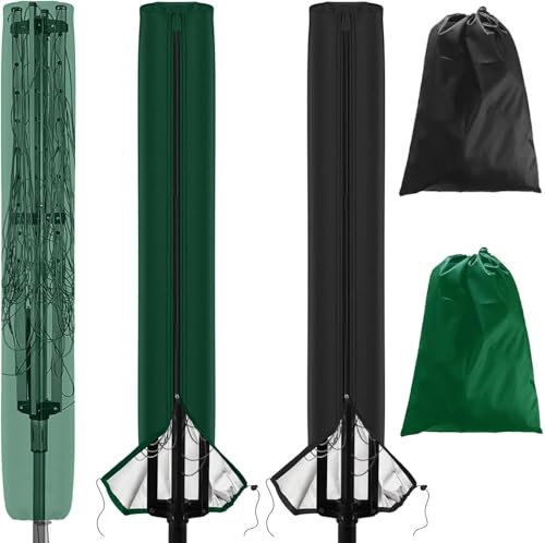 LATERN 2 Piezas Fundas para Tendedero Rotativa, 165CM x 16CM x 16CM Funda Resistente Impermeable con Cremallera y Bolsa para Tendedero de Ropa de Exterior, Sombrilla de Jardín (Negro y Verde)