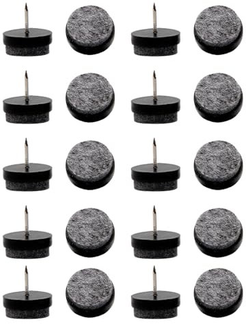 KGDUYC 20 Piezas Tornillos Deslizantes de Fieltro, 22 mm Fieltro Deslizante para Sillas, Clavos Deslizantes de Fieltro Protectores de Piernas de Sillas para Muebles Sillas Suelos de Madera (Negro)