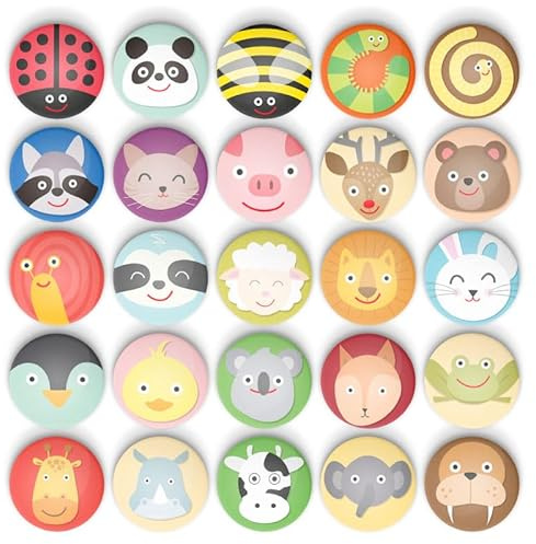 Bodapix | Pack de Chapas Animales (25 Unds.) | Chapas Alfiler de Animales | Regalo Original Niños Niñas | Fiestas Infantiles | Cumpleaños