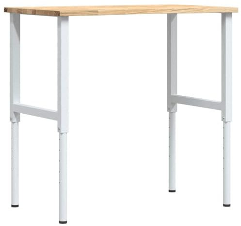 vidaXL Werkbank 100x60x(71,5-98) cm Massivholz Eiche, Arbeitstisch, Werkzeugbank, Werkbank Massivholz, Werktisch, Werkbank Holz, Werkbank Metall