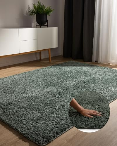 benuta Basic Hochflorteppich Teppich Wohnzimmer Sohari - Hellgrün 60x120 cm - Minimalistischer Look - Weich & Waschbar - Für Schlafzimmer, Flur oder Esszimmer - Geeignet für Fußbodenheizung