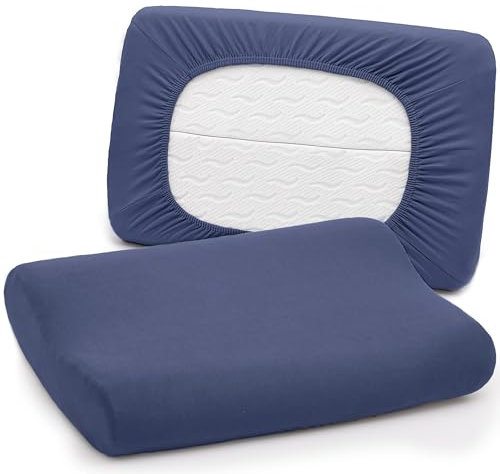 Luxoon Kissenbezug für Gesundheitskissen – 95% Baumwolle / 5% Elasthan, Atmungsaktiv und Hautfreundlich, Waschbar, Für Komfort und Hygiene 2er Pack 30-45 x 50-65 cm, Marine blau
