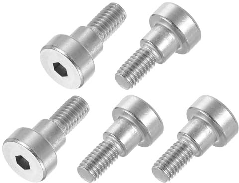 sourcing map 6Pcs 304 Stainless Steel Shoulder Bolt 8mm Shoulder Dia 6mm Shoulder Length M6 Thread Hex Socket Shoulder Bolts for Textile Hydraulic Injection Molding Machinery Industries