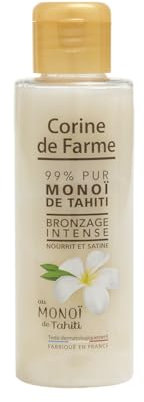 Corine de Farme, Huile de soin pour le corps, 110 ml, 99% Pur Monoï de Tahiti, unisexe, parfum floral, hydrate et nourrit la peau, idéal pour bronzage intense, compatible tout type de peau