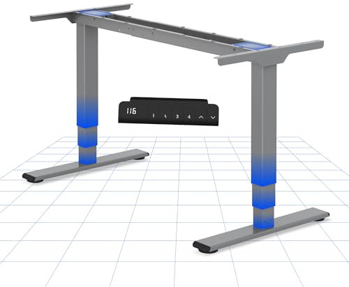 FLEXISPOT Höhenverstellbares Tischgestell, Doppelmotor und 3-stufige Beine, 60-125cm Höhenverstellung Tischgestell mit LED-Höhenanzeige, 4 Memory-Positionen und Kollisionsschutz (Attraktives Grau)