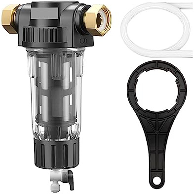 Prefiltro Tutta la casa Spin Down Sedimento, Prefiltro centrale del filtro dell'acqua, Rete in acciaio inossidabile di controlavaggio del di purificazione,Efficace per purificare l'acqua(Host and 1x