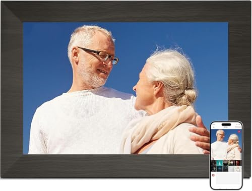 BWJBSW 10.1 Inch Smart Digital Picture Frame with Wi-Fi 6, 32GB Storage, IPS Touch Screen, Auto-Rotation, Music Sync, Weather & Clock - Ideal Gift for Families