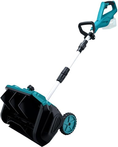 Akku Schneefräse für Makita Akku 18V,1000W Elektrische Schneefräse mit Rollen, Arbeitsbreite 32 cm, max.Schneehöhe 18 cm,Wurfweite 6m,30° Einstellbar (Blau Ohne Batterie)