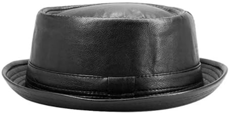 UJEDFHV Chapeau Pork Pie Chapeau Trilby en Cuir Noir for Homme, Casquette Fedora rétro for Femme, d'automne, Chapeaux de Jazz Vintage for(Black)