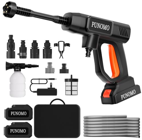 Cordless Pressure Washer Battery Powered,1800 PSI Portable Pressure Washer with 20 FT High-Elastic Hose,21V Pressure Gun for Car or Courtyard,6-in-1 Nozzle,Multi-Level Water Pressure Adjustment