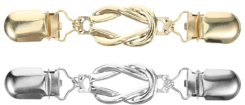 VALICLUD Pinzas para Suéter Vintage 2 Piezas, Broches para Chal y Cárdigan Mujer, Aleación Duradera en Color Plata Antigua y Oro Antiguo, Clips de Escote Decorativos y Funcionales para