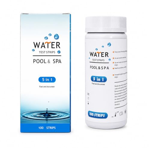 LUDHEP Tiras Reactivas 5 en 1 para Piscina, Set de 100 Piezas, Prueba de pH y Cloro, para Medir Alcalinidad y Ácido Cianúrico, para Spa, Piscina y Agua en General