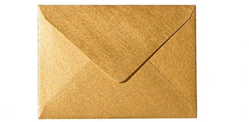 Paper24 25 Mini Briefumschläge 60 x 90 mm 6 x 9 cm - Gold- 90 g/m² - Dreieckslasche