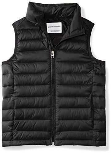 Amazon Essentials Jungen Leichte, Wasserabweisende, Verstaubare Daunenweste Mit Kapuze, Schwarz, 8 Jahre