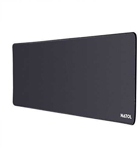 NATOL Gaming Mauspad, großes Mauspad XXL 800 x 300 x 4 mm mit genähten Kanten, rutschfestes Mauspad mit glatter Oberfläche für Tastatur und Maus, Schwarz