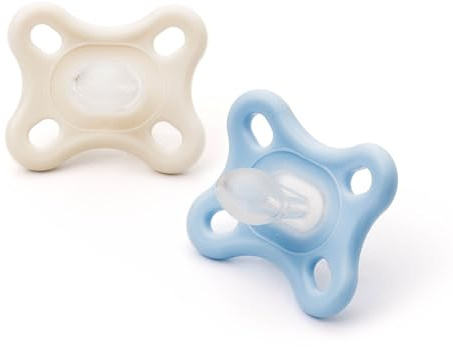 MAM Comfort Soothers | 0-3 Months | 2 Pack | Newborn Dummies | Comes in Dummy Steriliser Case | Sustainable Materials | Baby Accessories for Newborn | Blue/Cream (Various Designs)