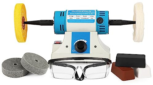 BAOSHISHAN Bench Buffer Jewelry Polisher, Variable Speed Benchtop Polishing Buffing Machine, with One Starter Kit for Jewelry, Wood, Metal, Lathe 110V