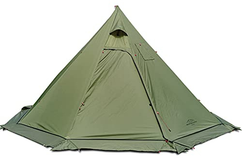 4 Persons 5lb Lightweight Tipi Hot Tent with Stove Jack, 7'3 Standing Room, Teepee Tent for Hunting Family Team Backpacking Camping Hiking (Olive)