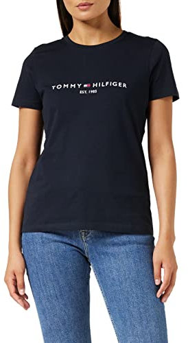 Tommy Hilfiger Damen T-Shirt Kurzarm Heritage Rundhalsausschnitt, Blau (Desert Sky), L