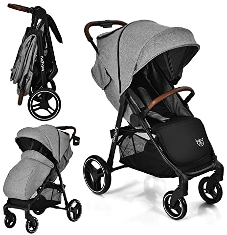 BABY JOY Baby Stroller, High Landscape Infant Carriage Newborn Pushchair with Foot Cover, Cup Holder, 5-Point Harness, Adjustable Backrest & Canopy, Suspension Wheels, Easy One-Hand Fold (Gray)