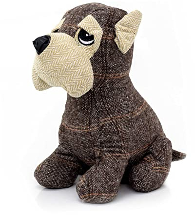 Carousel Home Winston Dog Doorstop Puppy Dog Shaped Door Stop | Novelty Indoor Herringbone Tartan Fabric Animal Doorstop | Decorative Weighted Dog Door Stopper - 1.5kg