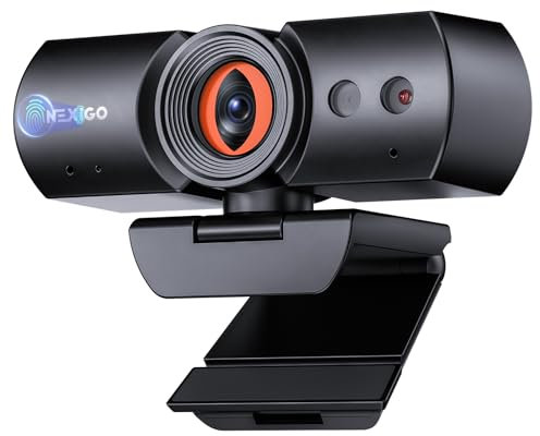 NexiGo HelloCam Pro, Webcam mit Windows Hello, 1080P 60FPS Autofokus, Echter Datenschutz, Automatischer elektronischer Verschluss, Computerkamera, Mikrofon, Gesichtsverbesserung, HD-USB-Webcam