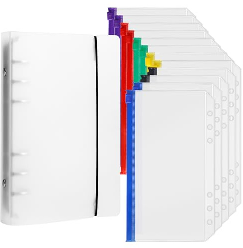 YEYIT Italiensk Budget Planner Money Binder med 1 st omslag för pärmar 12 st flerfärgade 6-håls ringpärmar, A6 Budget Planner Budget Binder