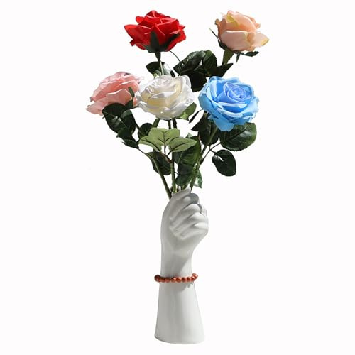 Romehaha Moderne Dekorative Keramik-Körpervase, 23,5 cm Höhe, Handgeformt, für Blumen, Couchtisch, Regal, Bauernhaus, Tischdekoration (Cremeweiß)