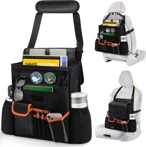Car Organizer for Front Seat, Backseat, Passenger Seat, Multi-Compartment Hanging Car Seat Organizer for Office, Truck Cab Organiser,Separately Pokect for Laptop, Cup Holders,for Cars and Vans
