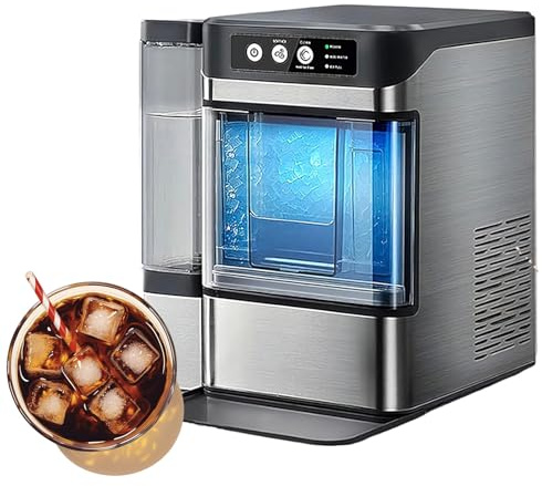 Máquina de hielo en pepitas de encimera, máquina de hielo masticable en pellets, con depósito de agua lateral,38Ib en 24 horas, autolimpiable,para el hogar, la oficina y el bar